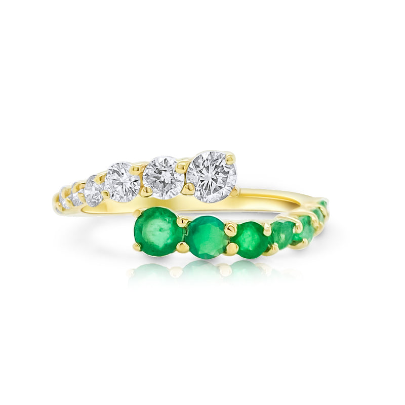 Emerald & Diamond Crossover Ring - Brilat