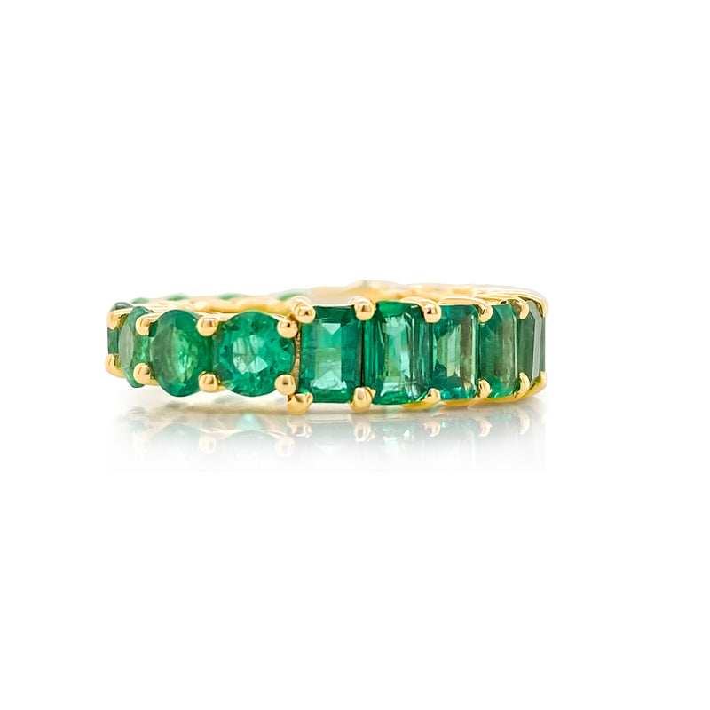 Half & Half Emerald Eternity Band
