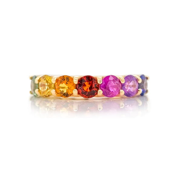 Multicolored Sapphire Half Band Ring