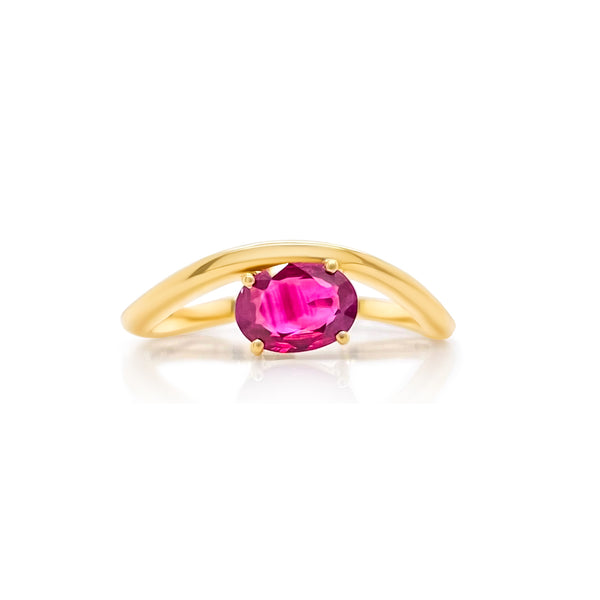 Solitaire Ruby Curve Ring