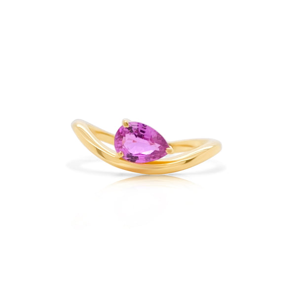 Solitaire Pink Sapphire Curve Ring