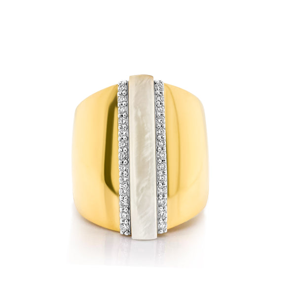 Yellow Gold Mother of Pearl Statement Ring