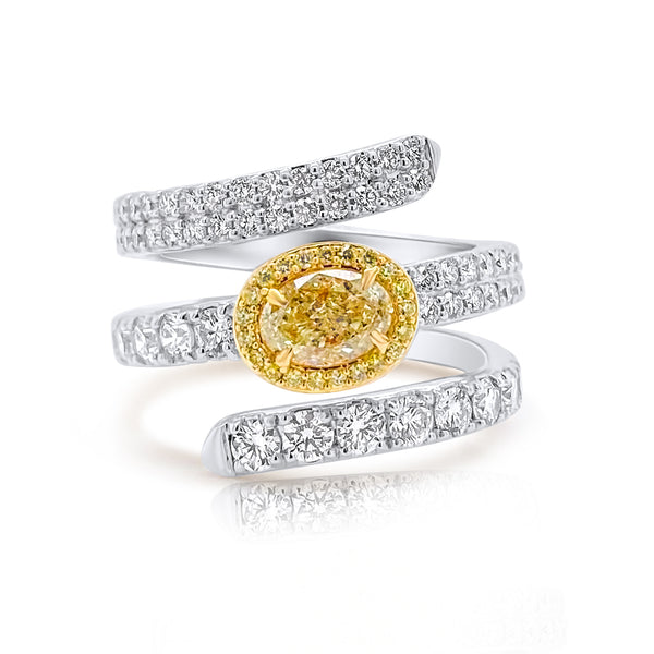 Swirl Yellow Diamond Solitaire Ring