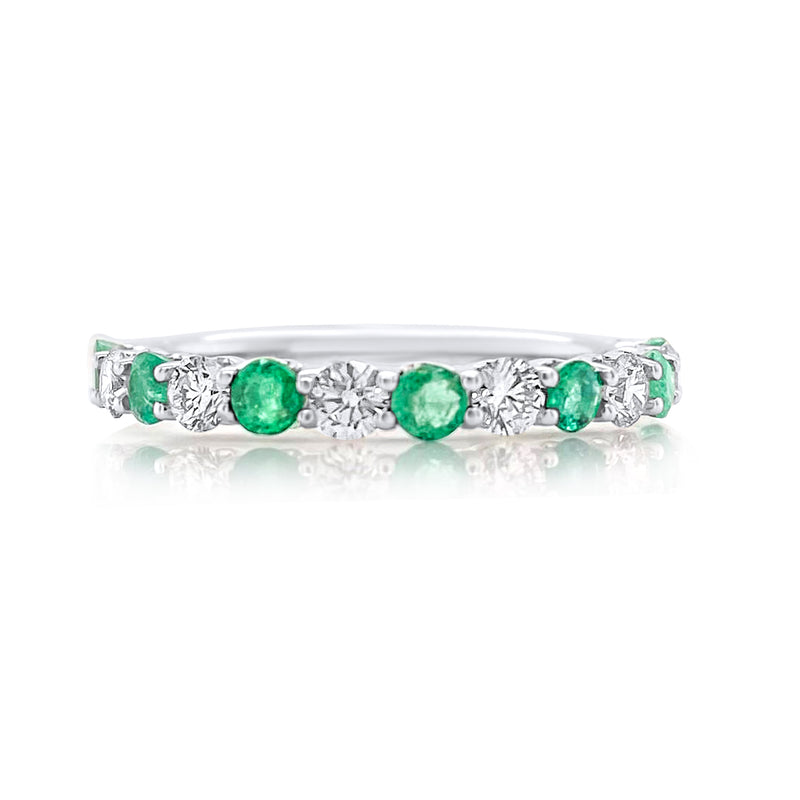Emerald & Diamond Half Band ring