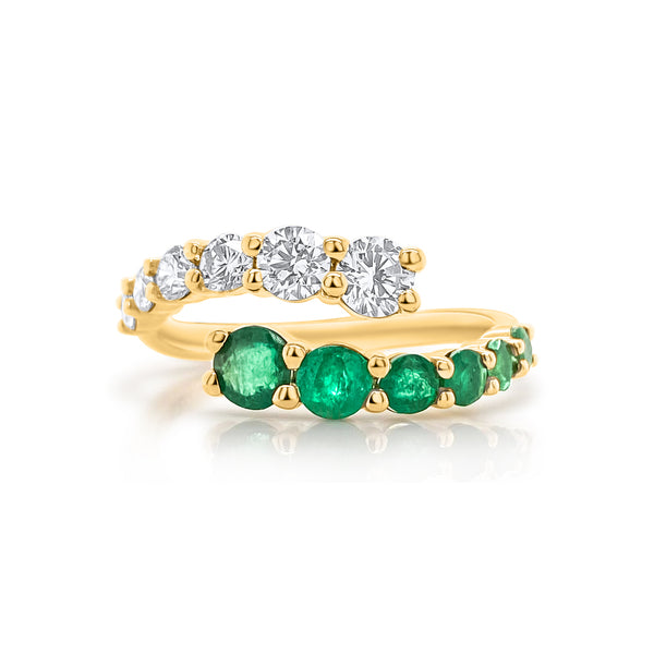 Timeless Graduated Emerald Bypass Ring