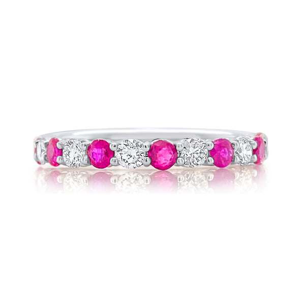 Ruby & Diamond Half Band ring