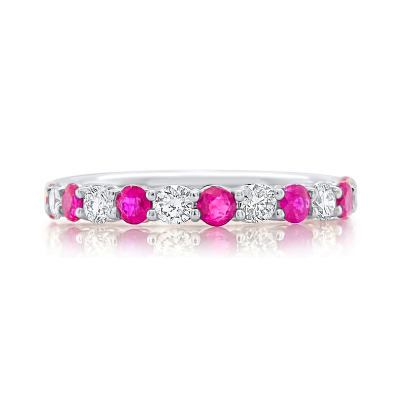 Ruby & Diamond Half Band ring