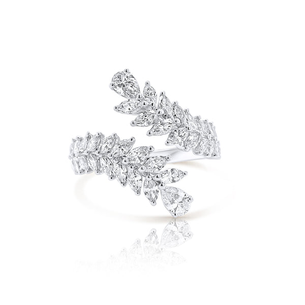 Crowned Laurel White Gold Ring
