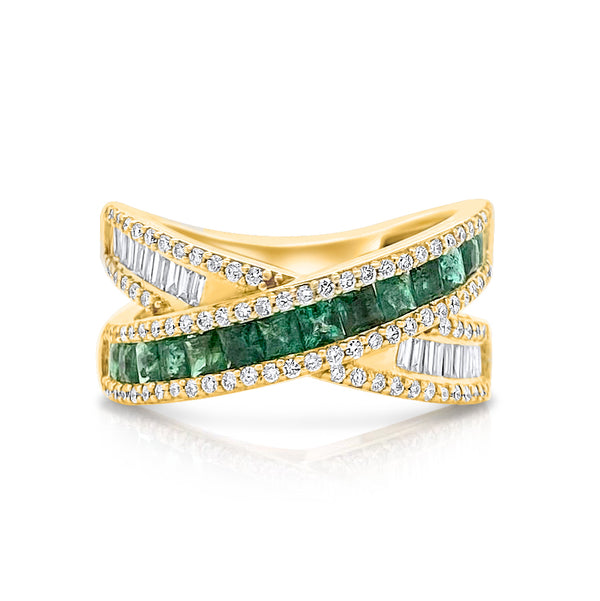 Emerald Crossover Ring - Brilat