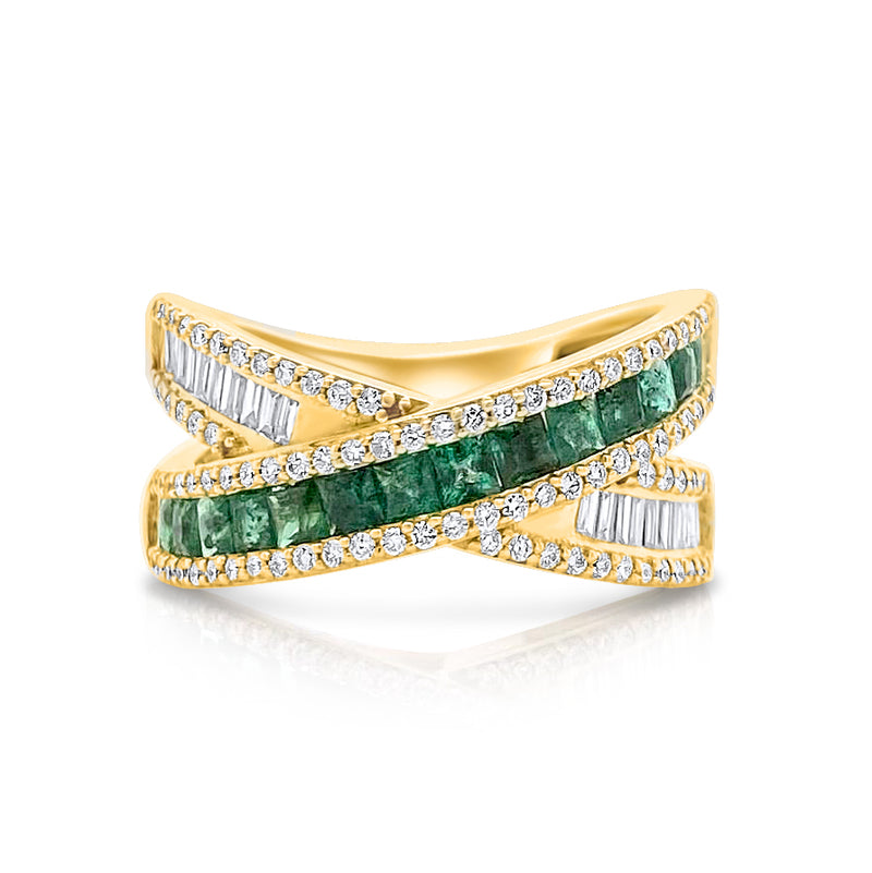 Emerald Crossover Ring - Brilat