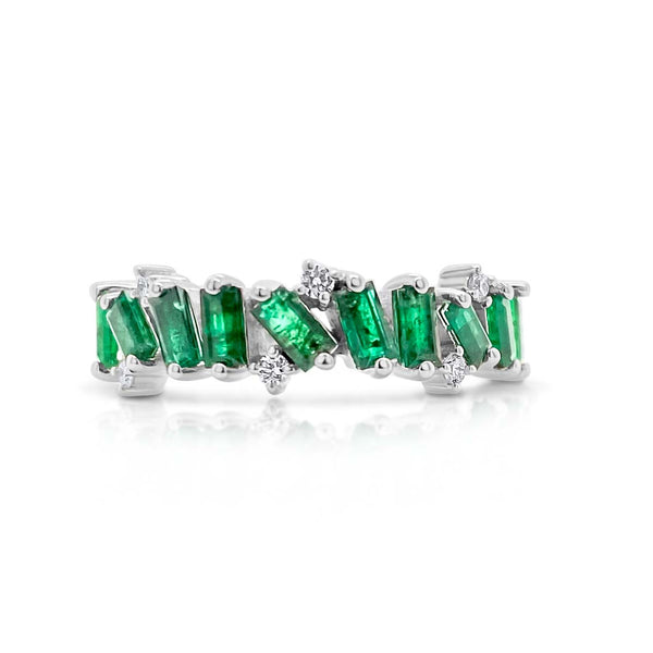 Zigzag Emerald Half-band Ring - Brilat