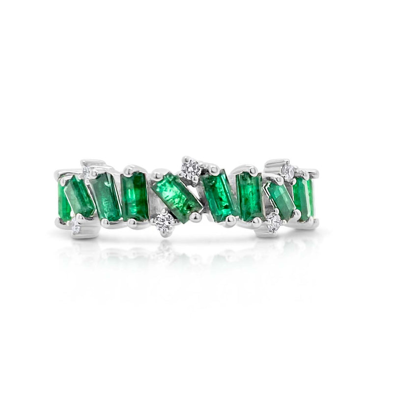 Zigzag Emerald Half-band Ring - Brilat