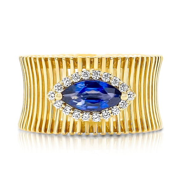 Sapphire Golden Marquise Ring - Brilat