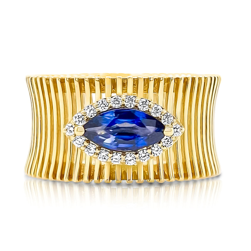 Sapphire Golden Marquise Ring - Brilat