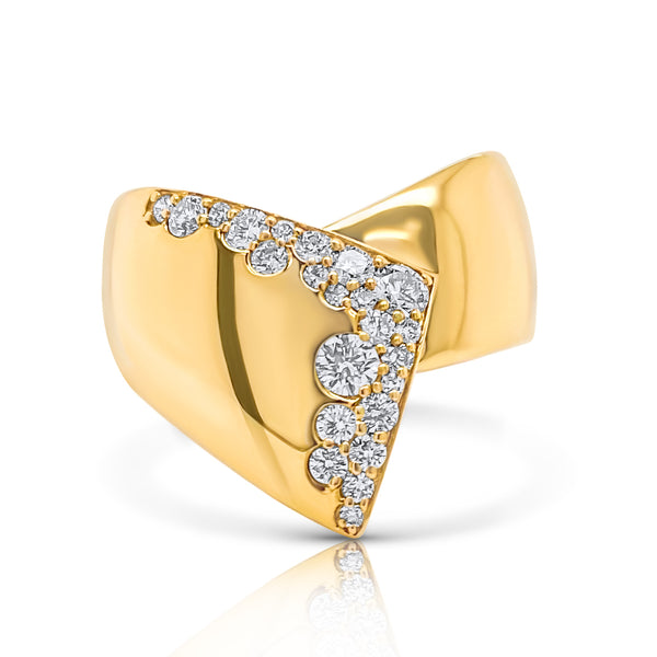 Yellow Gold frost diamond ring - Brilat