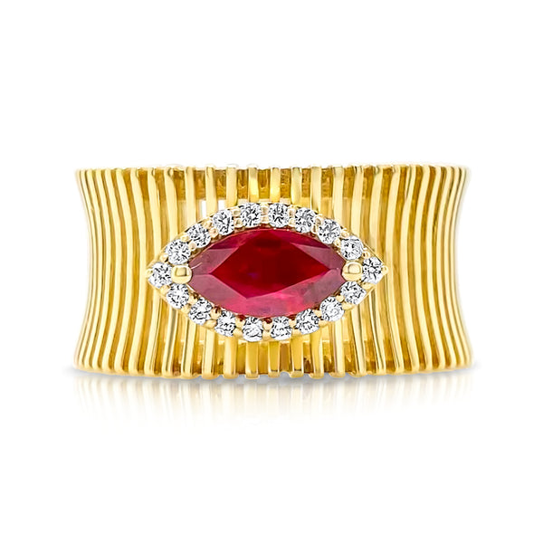 Ruby Golden Marquise Ring - Brilat