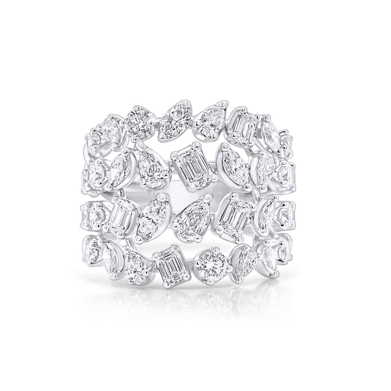 Multishape diamond cocktail ring