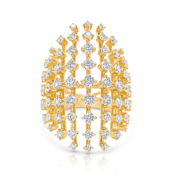 Yellow Gold Diamond Mesh Ring - Brilat