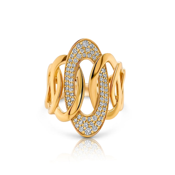 Oval Links Yellow Gold Ring