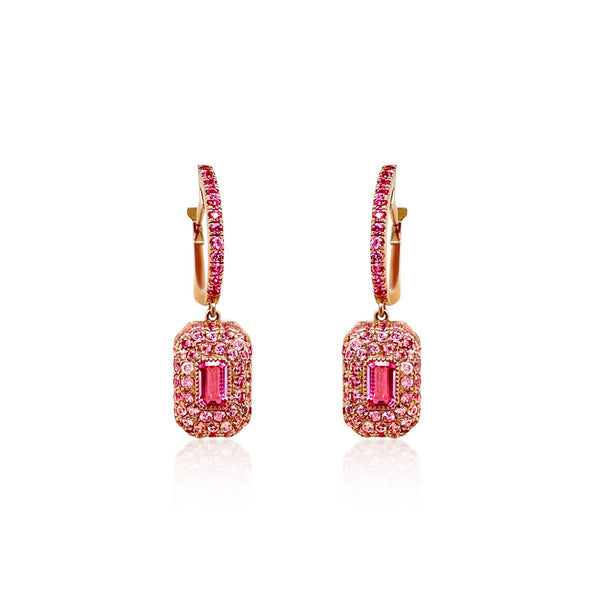 Pink Sapphire bar earrings - Brilat