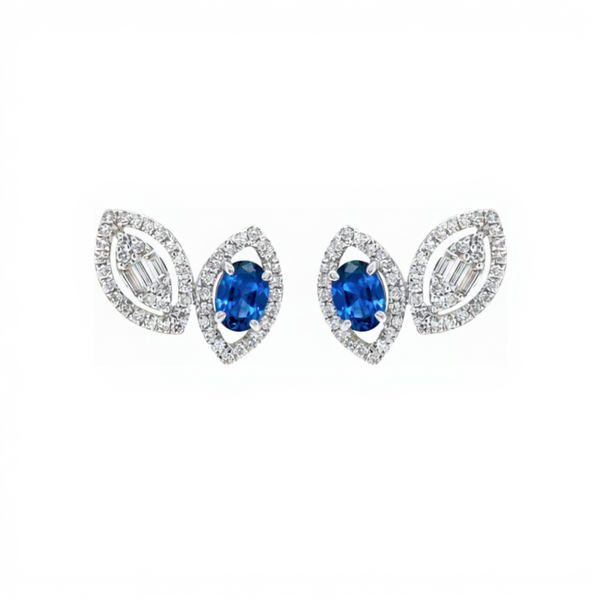 Leaf Blue Sapphire Earrings