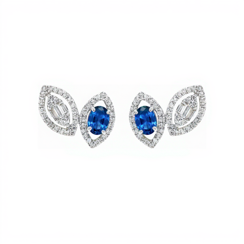 Leaf Blue Sapphire Earrings