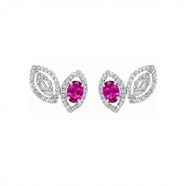 Leaf Pink Sapphire Earrings