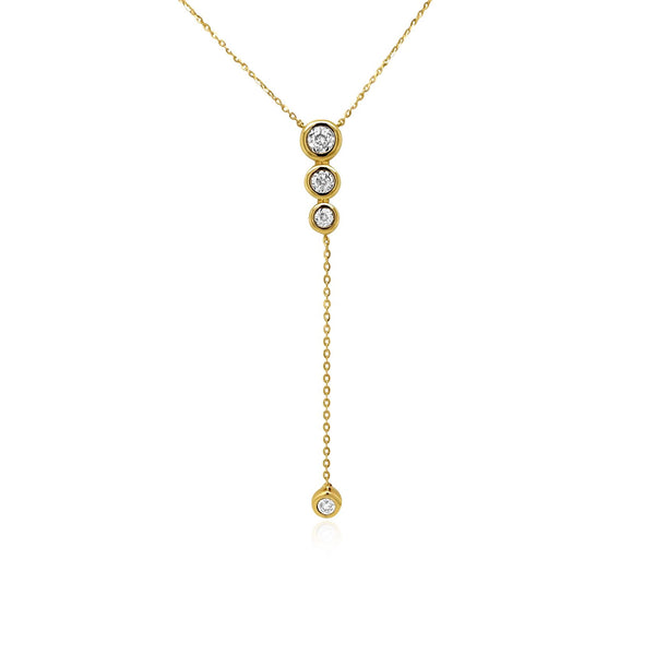 Bezel Set Diamond Lariat Necklace