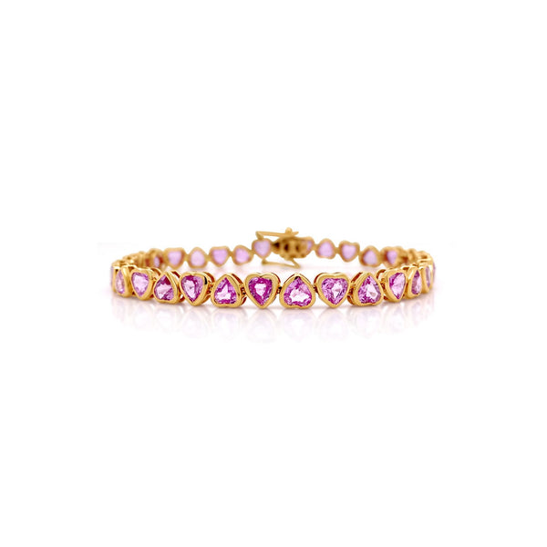 Pink Sapphire Inverted Hearts Bracelet