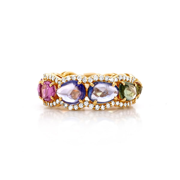 Multicolored Sapphire Freeform Eternity Band