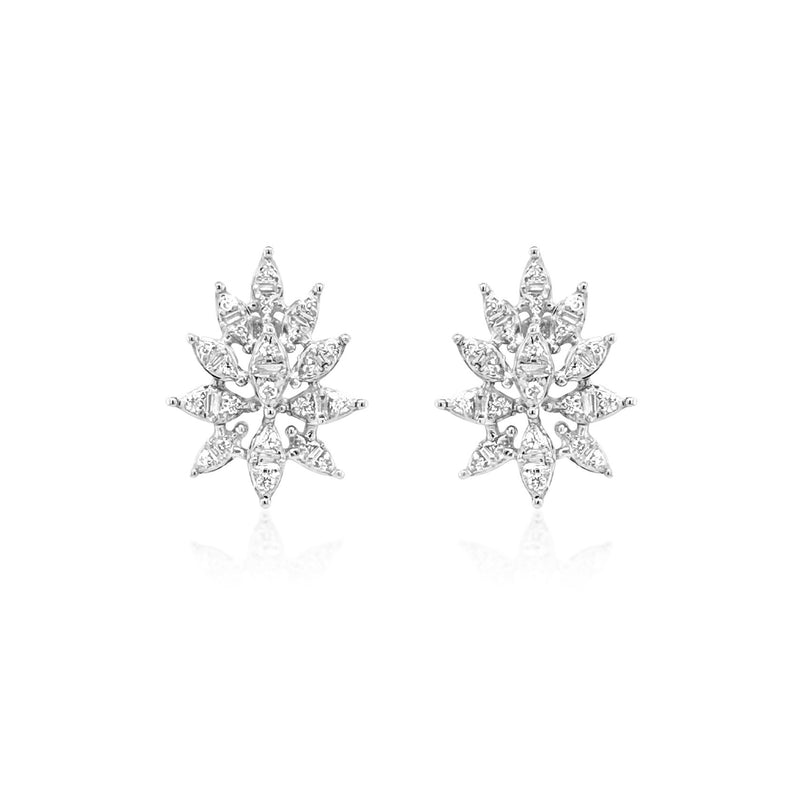 illusion Baguette Diamond Cluster Earrings - Brilat
