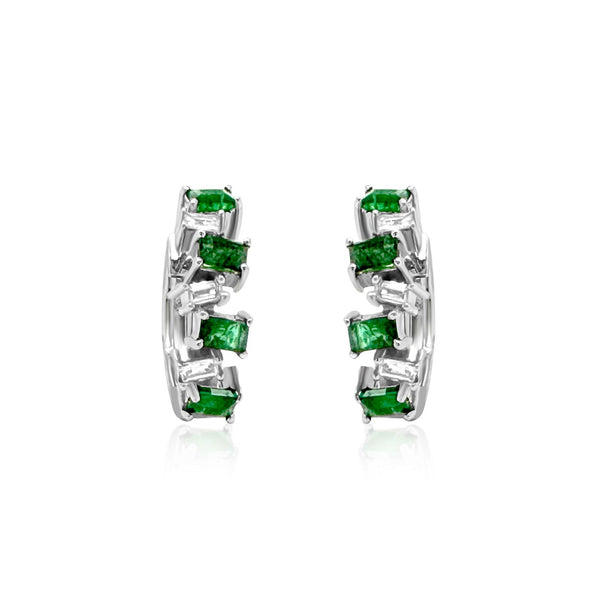 Emerald puzzle Huggie earrings - Brilat