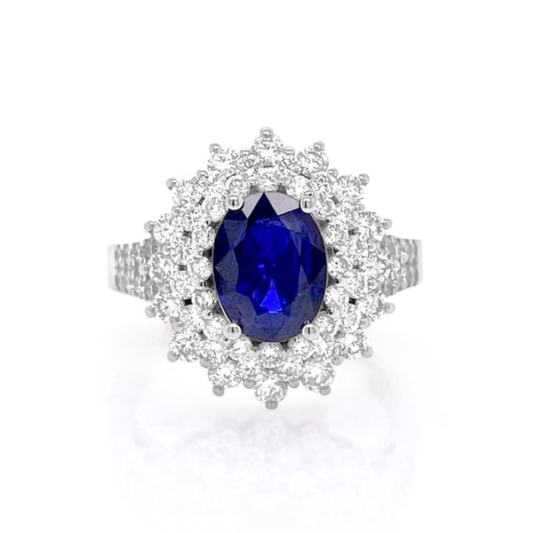 Classic Double Halo Sapphire Ring