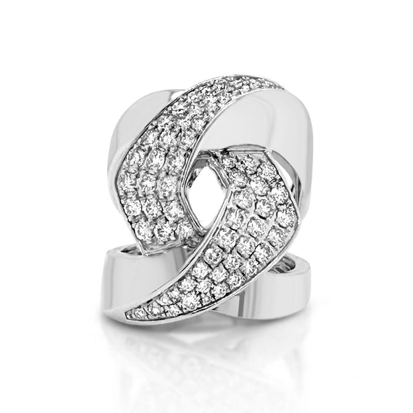 Intertwined Diamond Cocktail Ring in White Gold