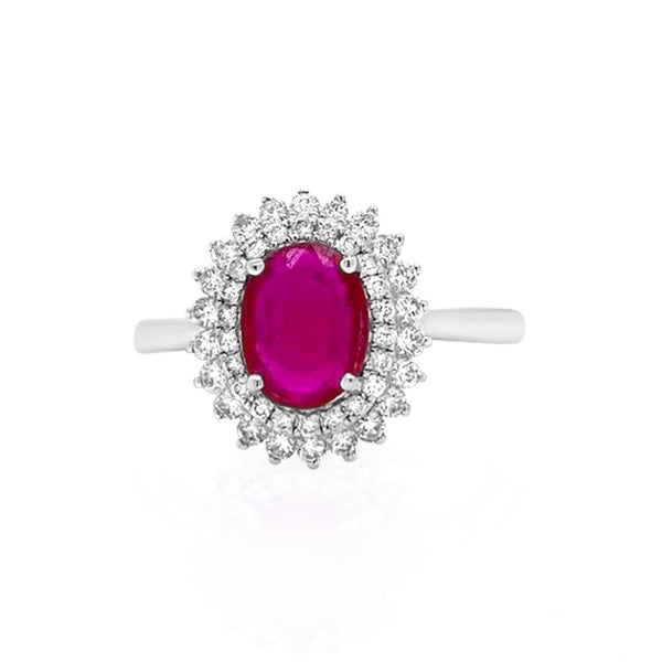 Classic Double Halo Ruby Ring