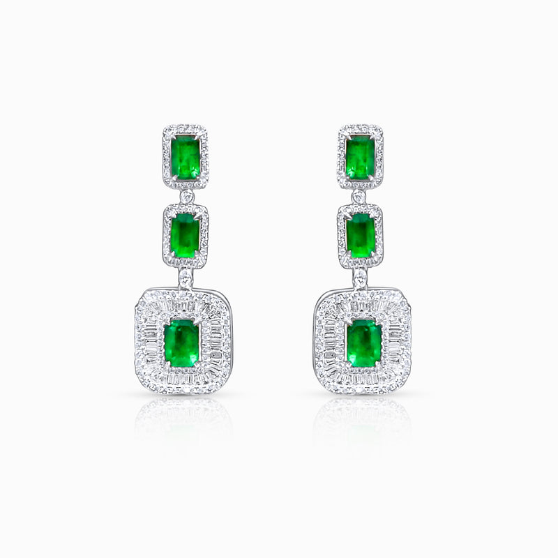 Emerald & Baguette Diamond earrings - Brilat