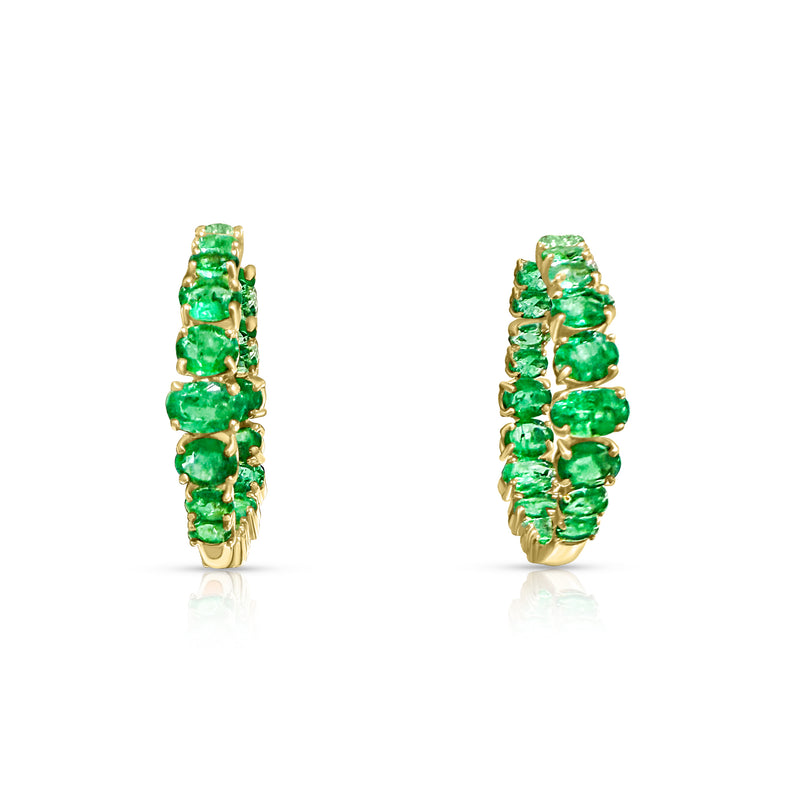 Oval Emerald Hoop Earrings - Brilat