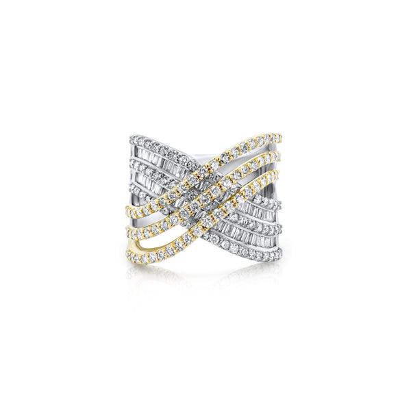 White and Yellow Gold Diamond Overlap Ring