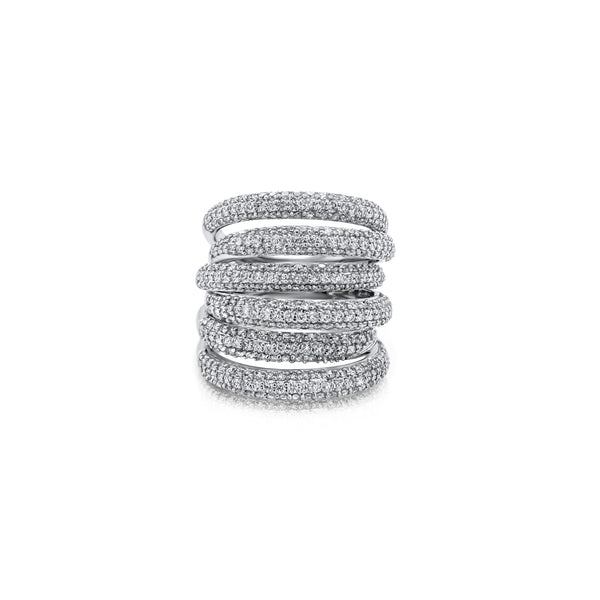 Halo Diamond Pave Multiband Ring