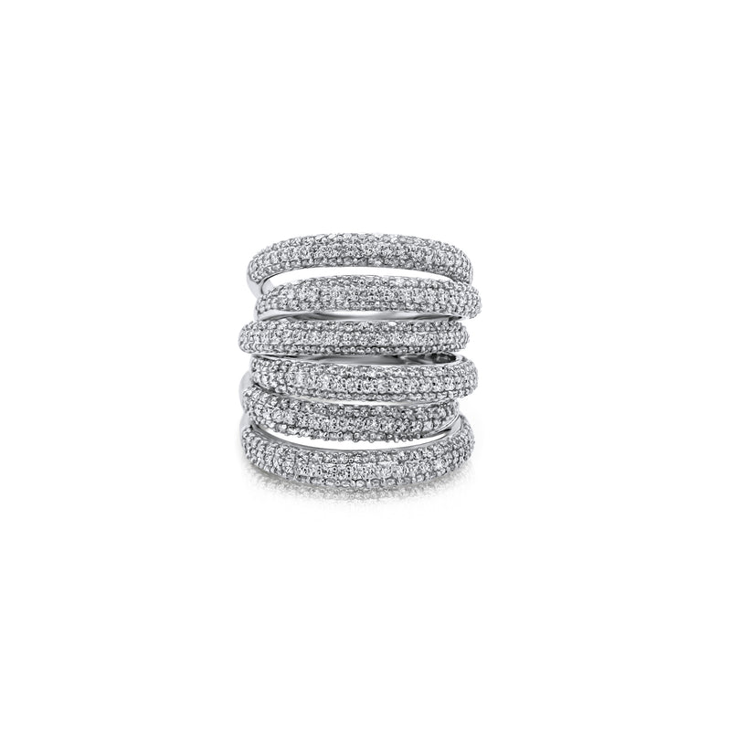 Halo Diamond Pave Multiband Ring