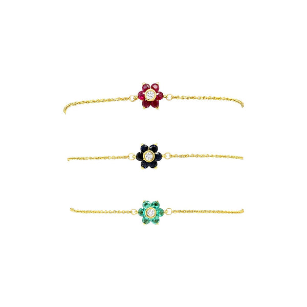 Petite Gemstone Flower Bracelets - Brilat
