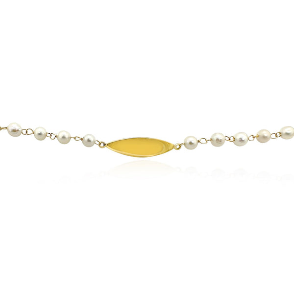 Gold & Pearl Nameplate bracelet