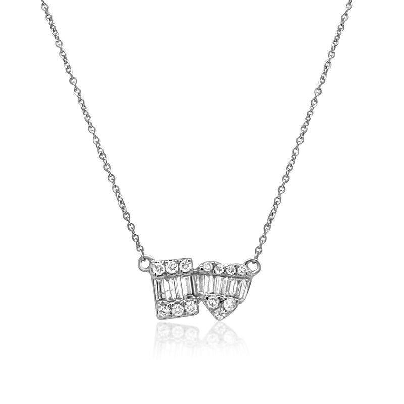 two stone diamond composition necklace - Brilat