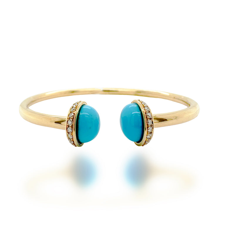 Gold & Diamond Turquoise Stacia Bangle
