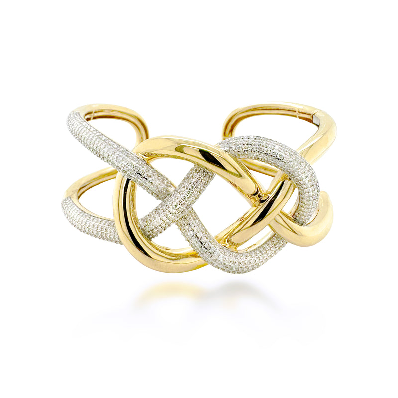 Diamond Interwoven Gold Bangle