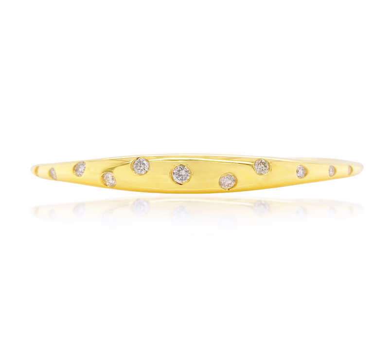 Diamond Dots Yellow Gold Bangle - Brilat
