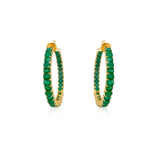 Large Emerald Hoops