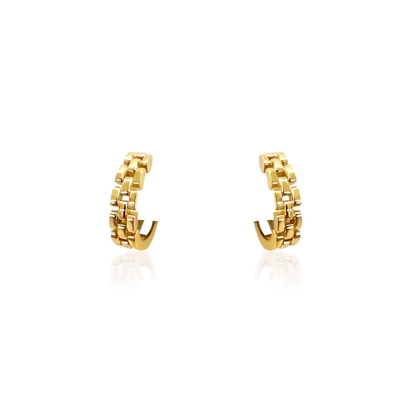 girls gold link Huggie earrings - Brilat