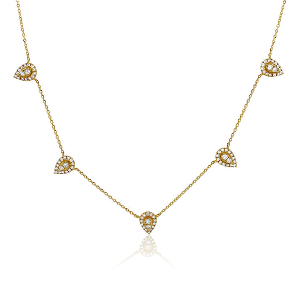 Pear shaped diamond composition necklace