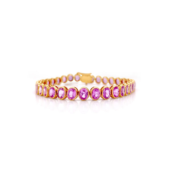 Pink Sapphire Oval Bezel Bracelet